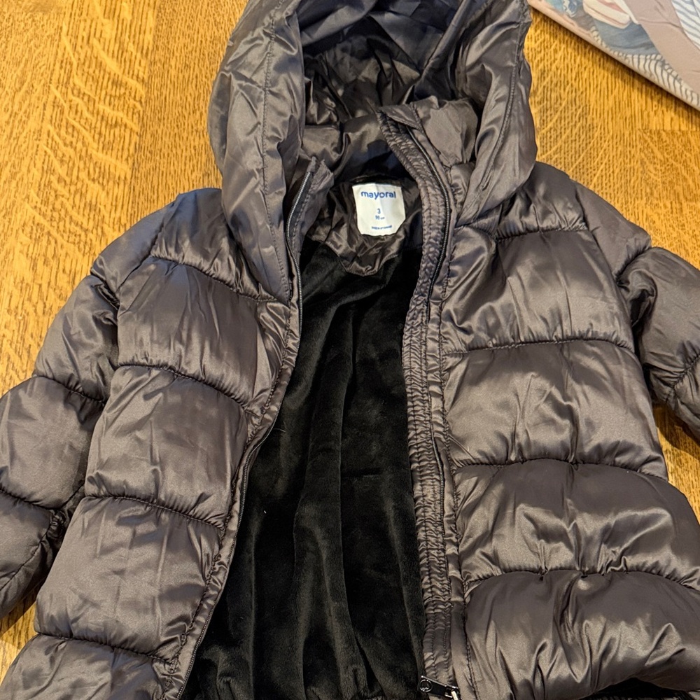Mayoral Black Quilted Hooded Puffer Jacket
